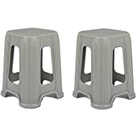 Los mejores  - Violet Banqueta Plástico Apilable- Taburete- Banco Jardín (2 Banquetas- Gris)
